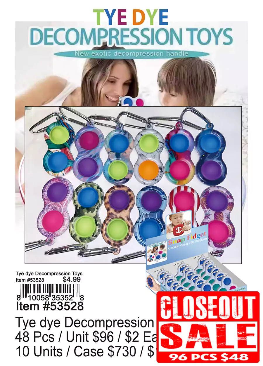 Tye Dye Decompression Toys - Closeout 288 Pcs.